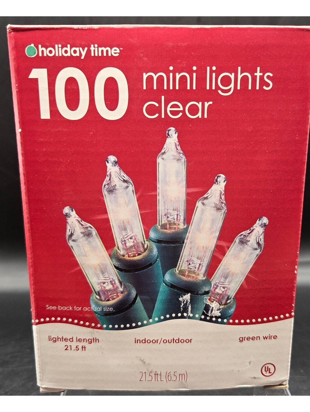 HOLIDAY TIME 100 Mini String Lights Clear Indoor Outdoor Green Wire NEW 21.5ft